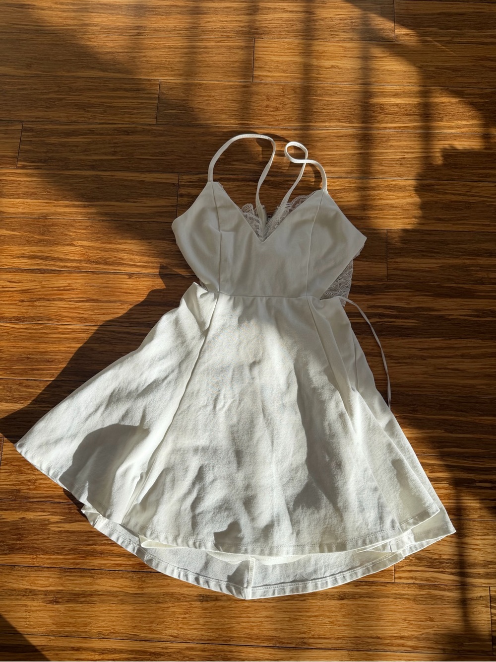 White Lace-Back Spaghetti Strap Dress